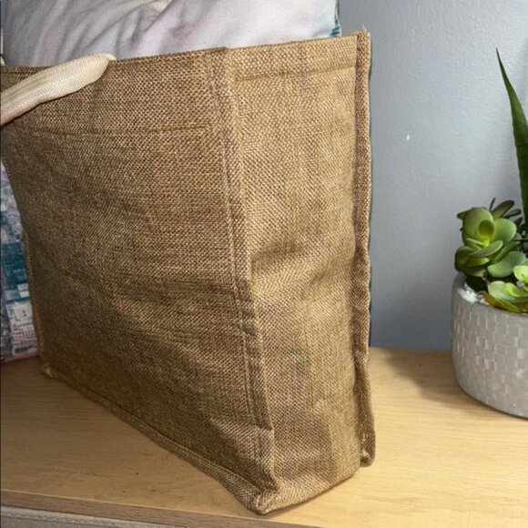 Chic Brown Beach Tote with Palm Print - Picture 6 of 11